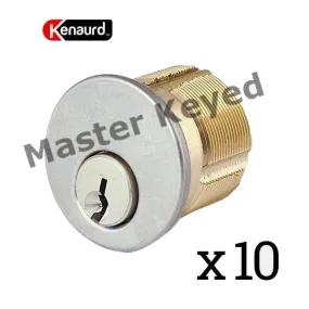 10 x Premium Mortise Cylinder - 1" - 26D - KD   MASTER KEYED (Bundle of 10)