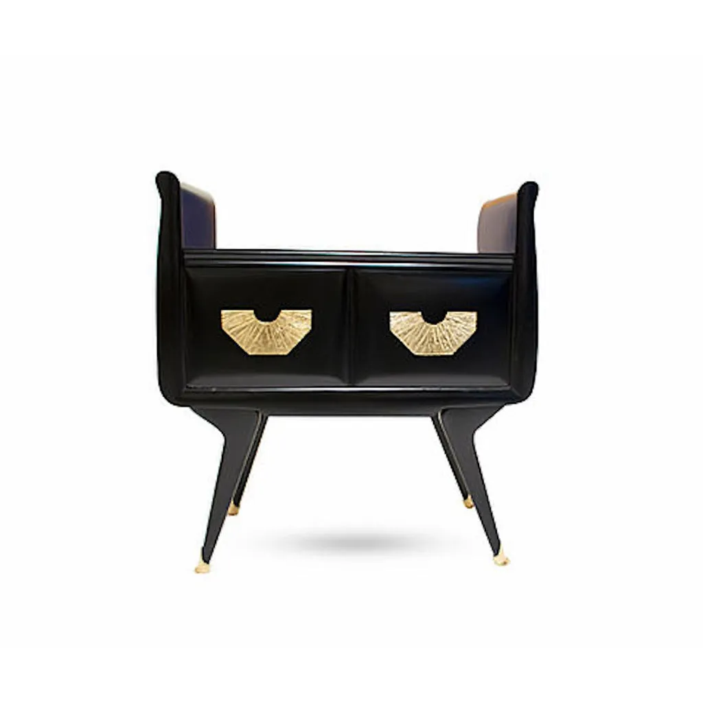 1960s Italian Mid-Century Modern Teal Blue & Black Lacquer Pair of Nightstands