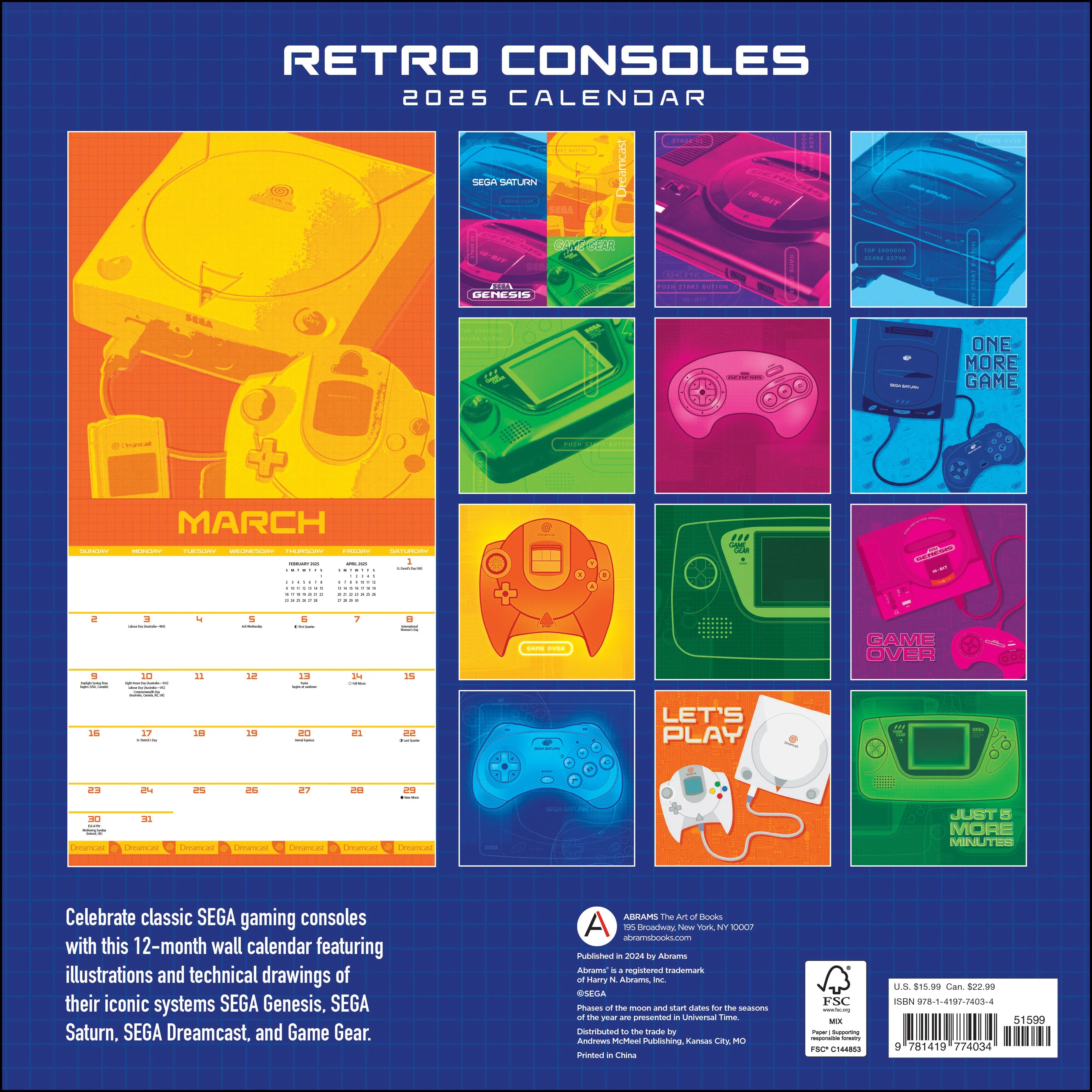 2025 Retro Consoles Wall Calendar