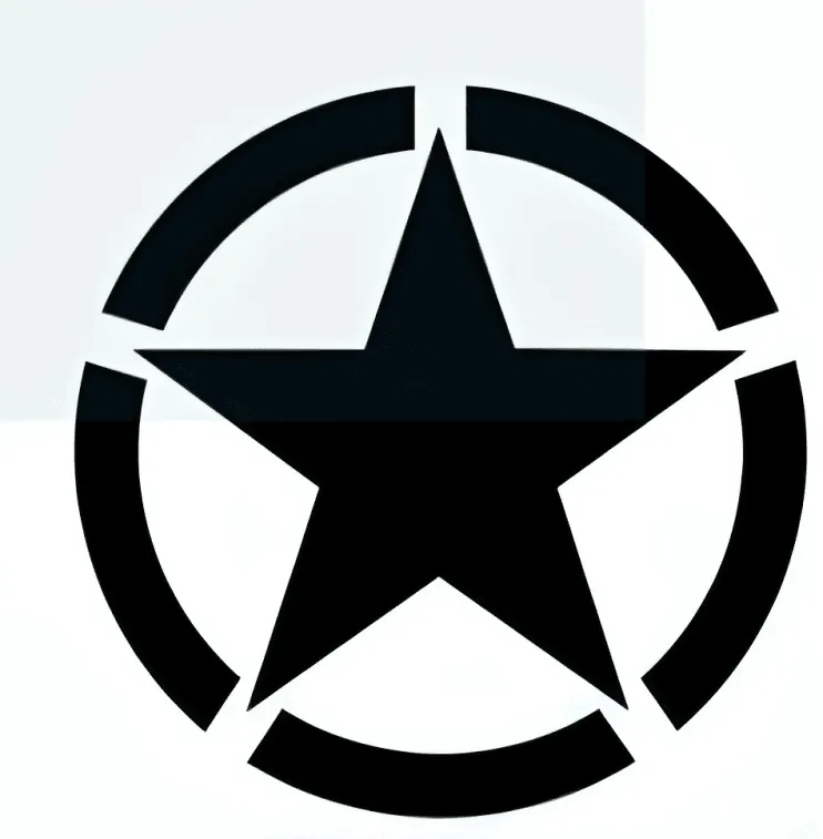 2Pcs 30cm Big Star (Black) Decal for Jeep Sticker Large Vinyl Body Fits Most Vehicles
