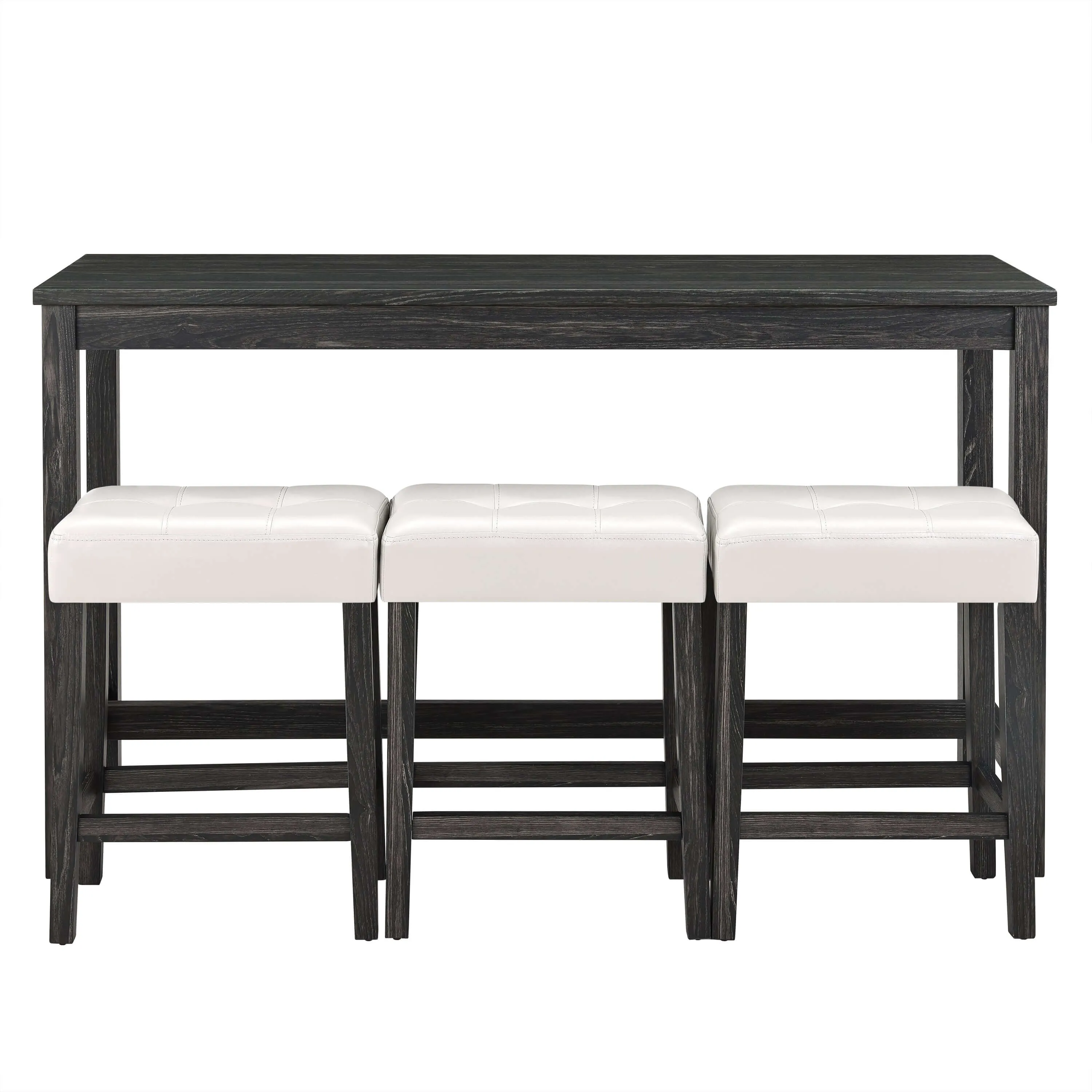 4-Piece Bar Table Set with Power Outlet - White & Black