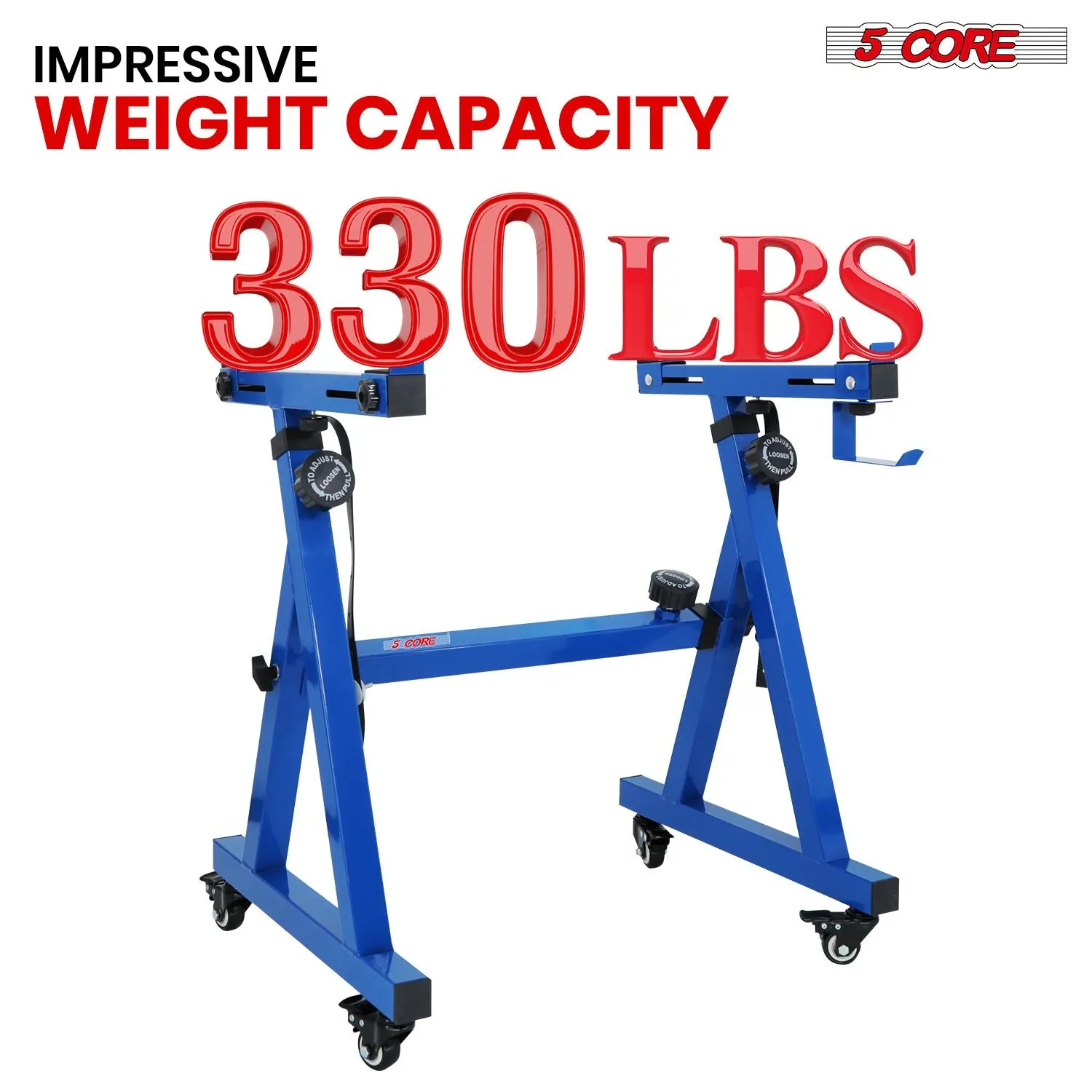 5 CORE Keyboard Stand Riser Z Style Height Width Adjustable Portable Heavy Duty Music Stands Holder for Kids and Adults Fits 54 to 88 Key Electric Pianos w Wheels - KS Z1 BLU HD WHLS