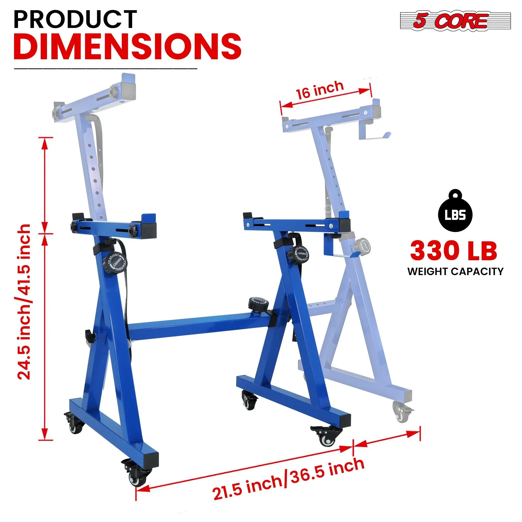 5 CORE Keyboard Stand Riser Z Style Height Width Adjustable Portable Heavy Duty Music Stands Holder for Kids and Adults Fits 54 to 88 Key Electric Pianos w Wheels - KS Z1 BLU HD WHLS