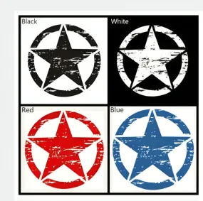 50cm Big Star (white) Distressed Decal for Jeep Sticker Large Vinyl Body Fits Most Vehicles