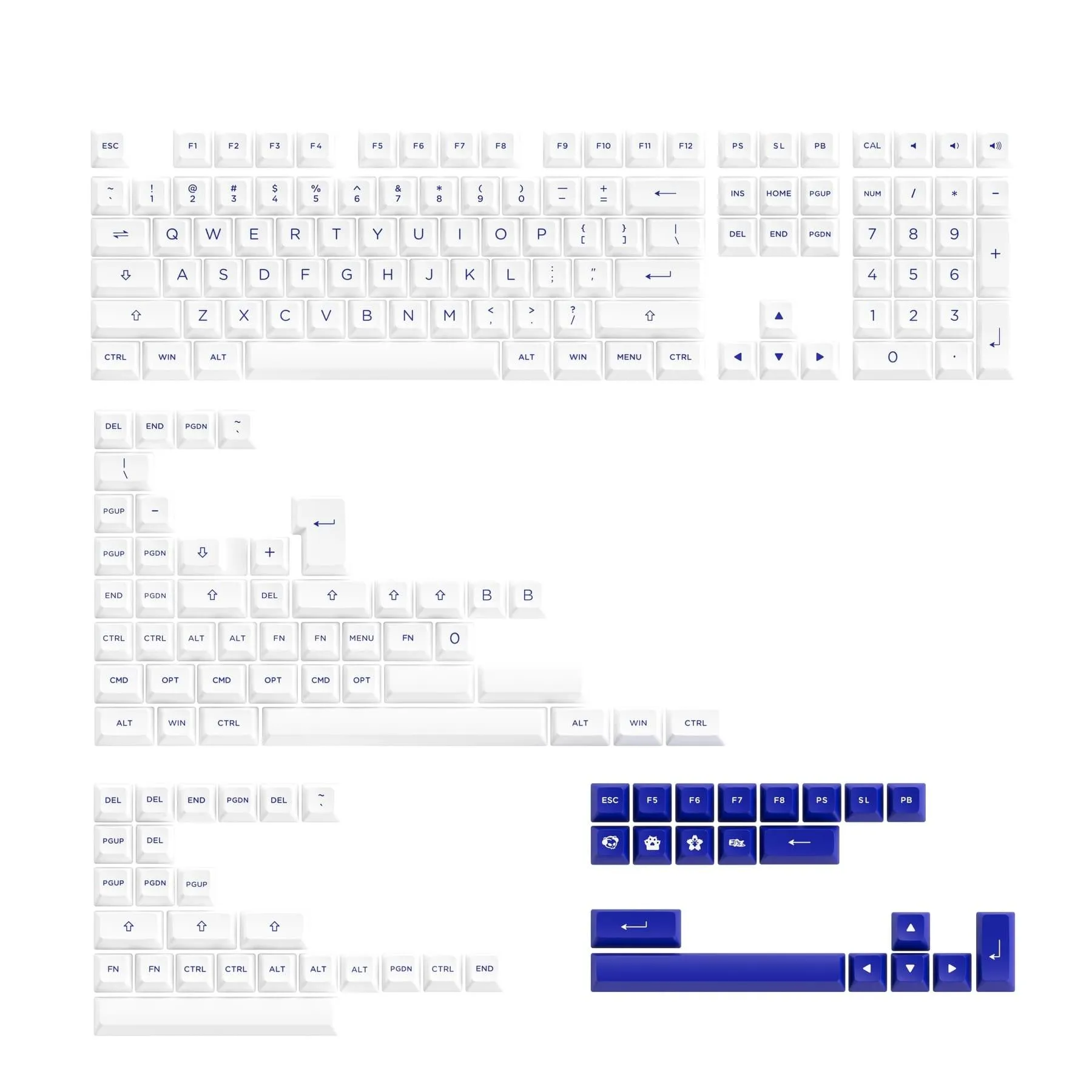 AKKO BLUE ON WHITE FULL KEYCAPS SET ASA 197 KEYS