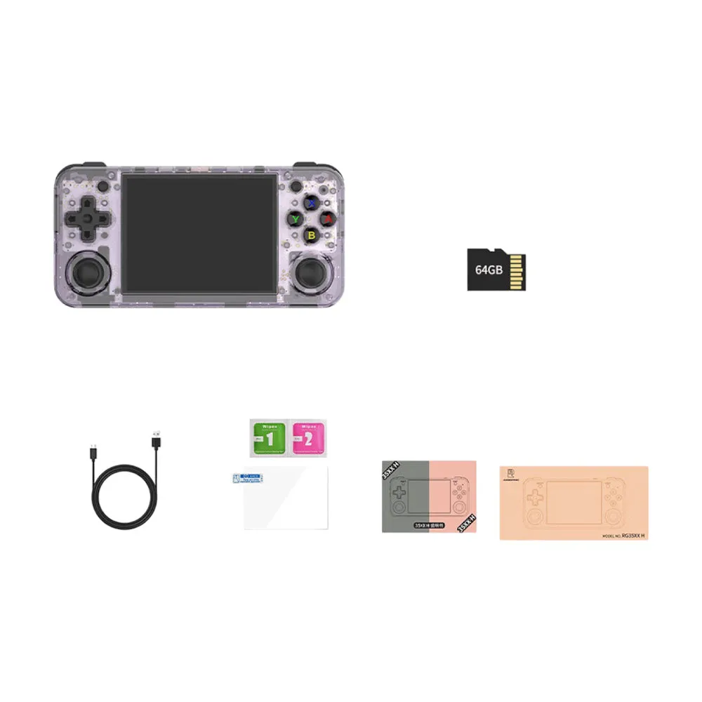 Anbernic RG35XX H 1GB/64GB Handheld Game Console H700 ARM Cortex-A53 Transparent Purple