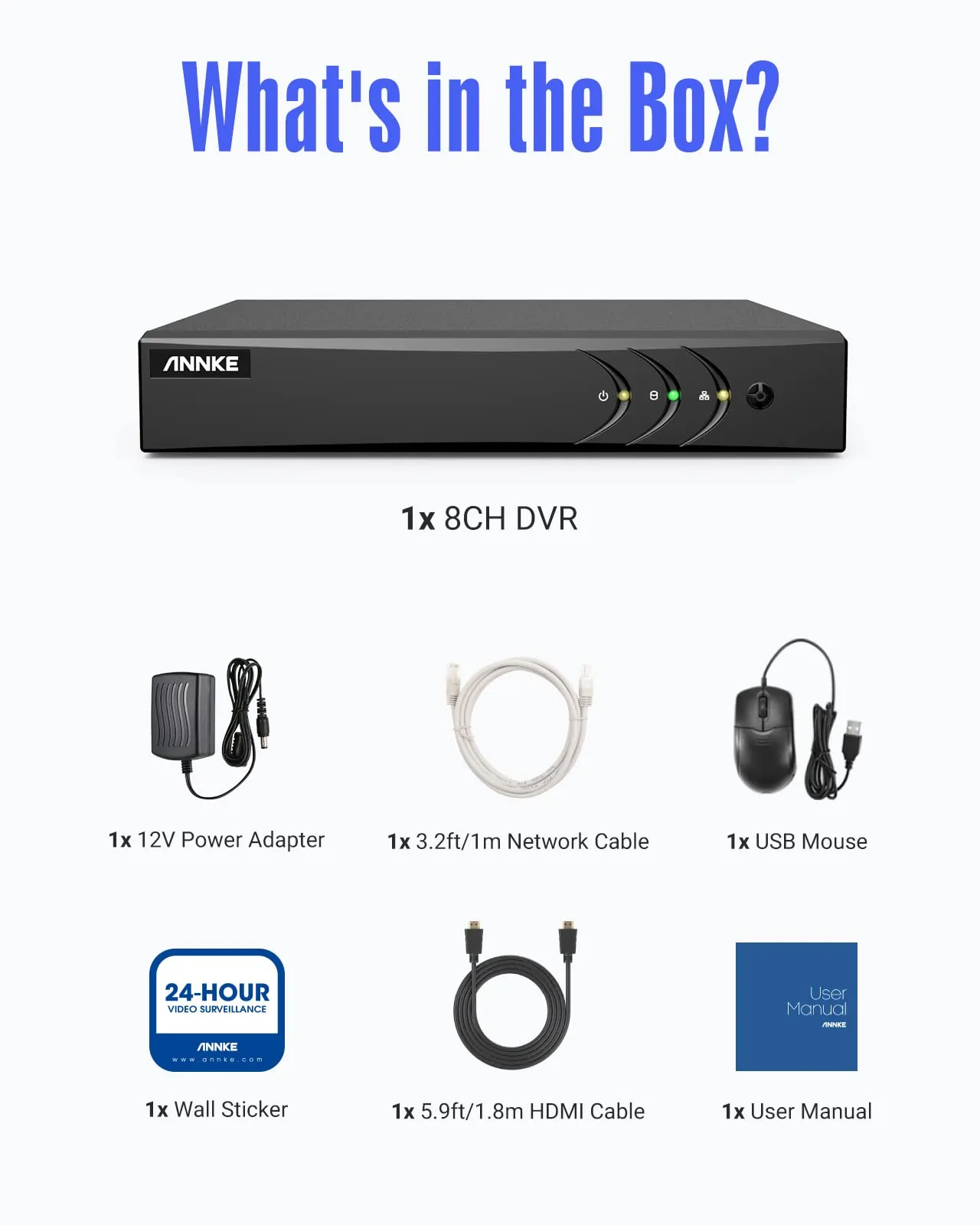ANNKE 3K Lite H.265  Security DVR Recorder with AI Human/Vehicle Detection, 8CH Hybrid 5-in-1 CCTV DVR for Surveillance Camera, Supports 8CH Analog and 2CH IP Cameras, Remote Access (No Hard Drive)