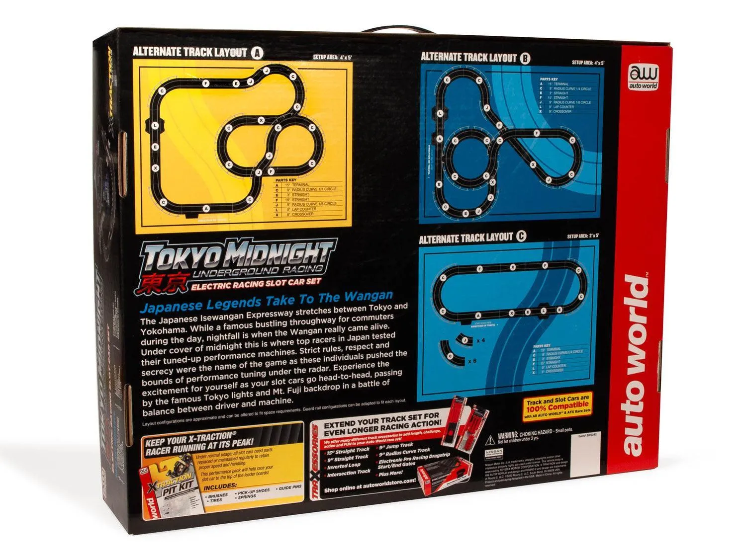 Auto World 16' Tokyo Midnight Underground Racing Slot Race Set #342