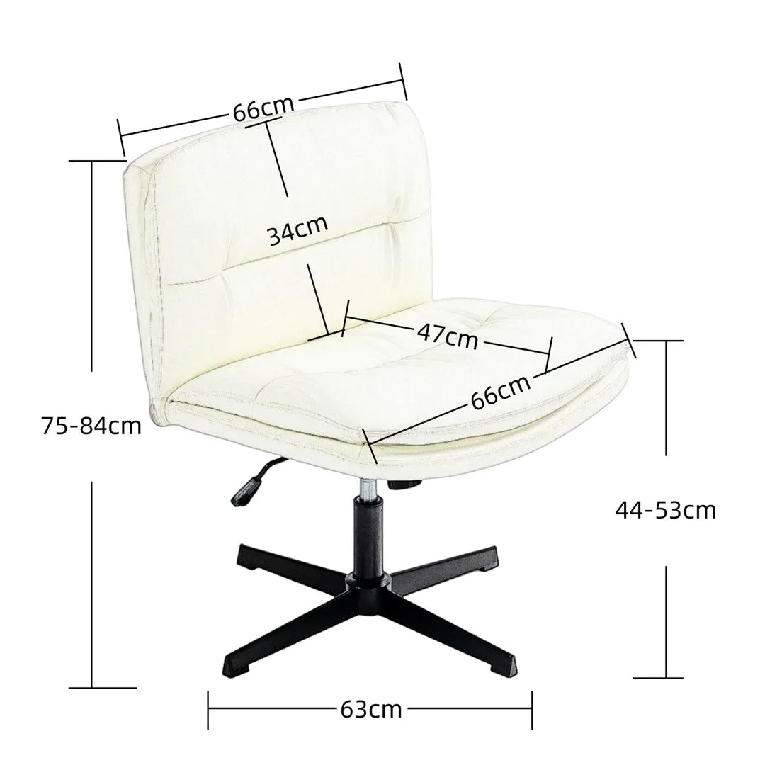 Beige Faux Leather Home Office Chair, Adjustable Recliner