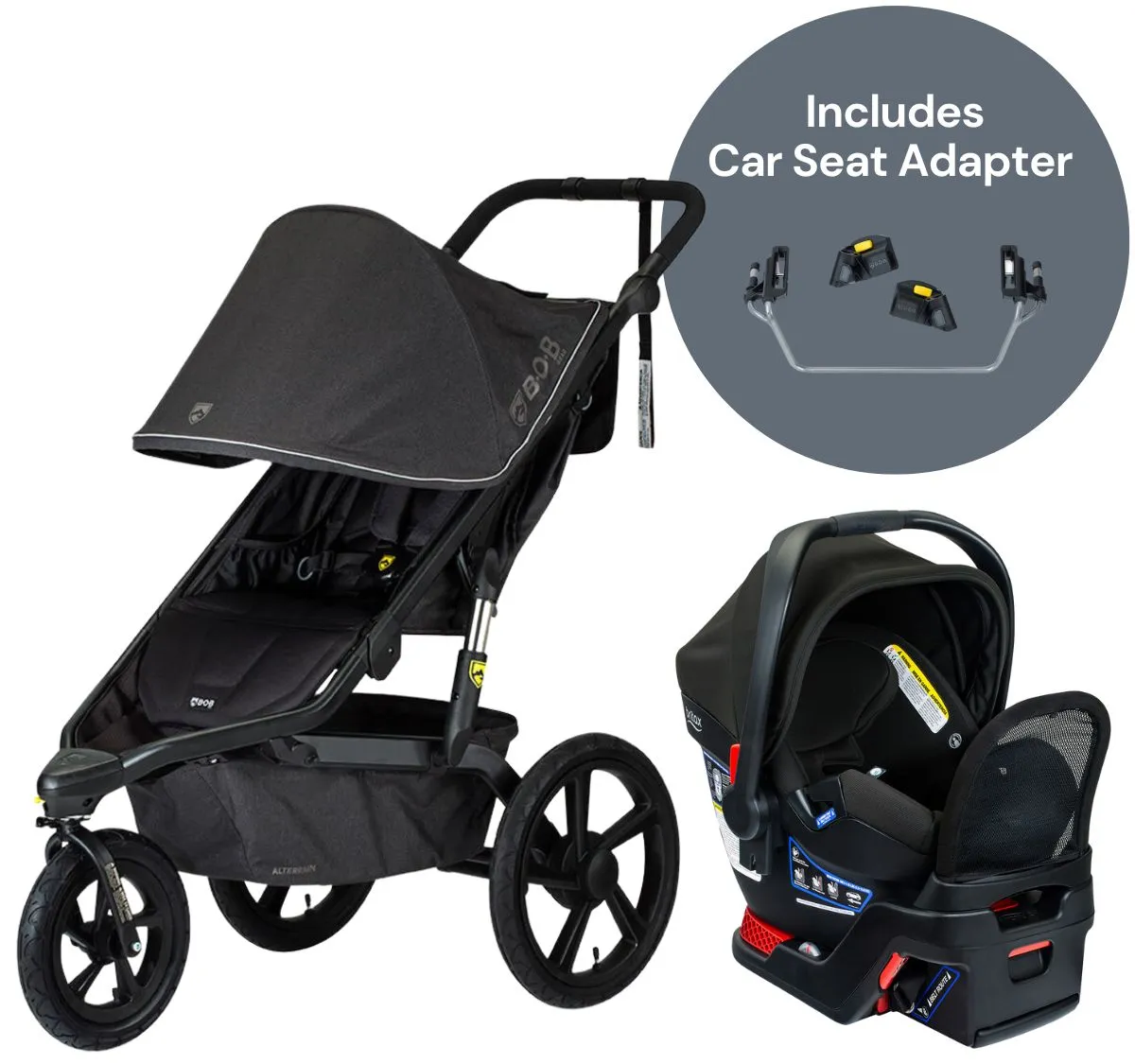 BOB Alterrain Jogging Stroller   Britax B-Safe Gen2 FlexFit  Travel System Bundle - Melange Black / Jet