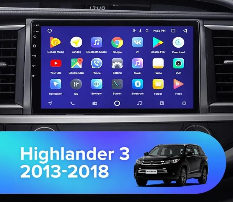 Car Dealz 10.2" Android 10.0 Toyota Highlander Kluger 3 XU50 2015-2017 w CAM In Dash Plus OEM Fascia