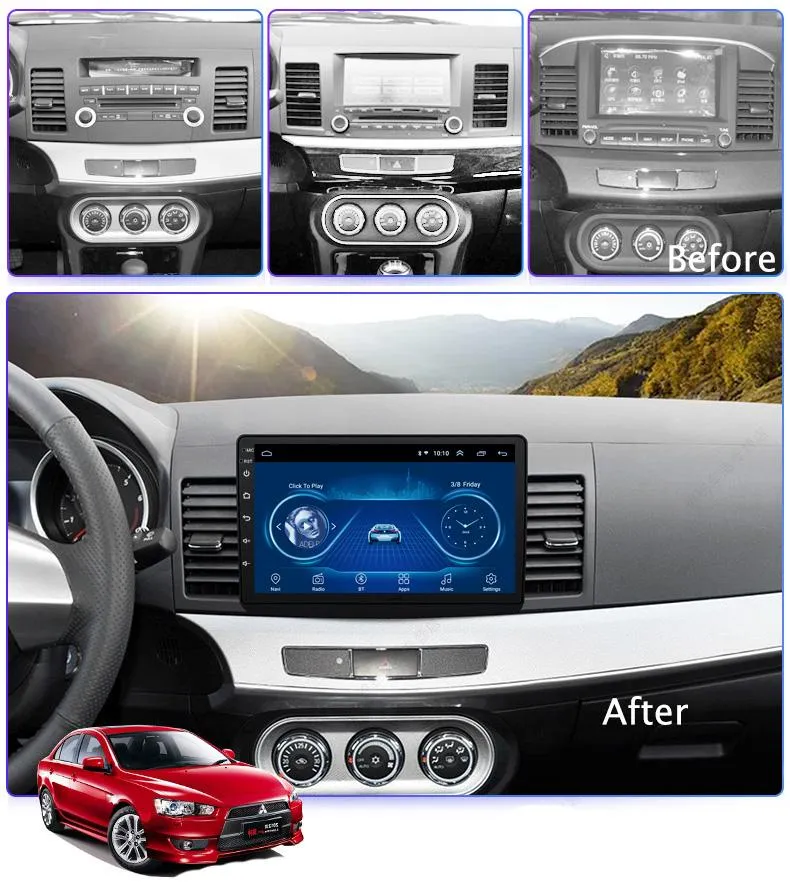 Car Dealz 10.2" Android 8.1 For Mitsubitshi Outlander 2013-2018 w CAM GPS Bluetooth Car Player Navigation Radio Stereo DVD Head Unit In Dash Plus OEM Fascia