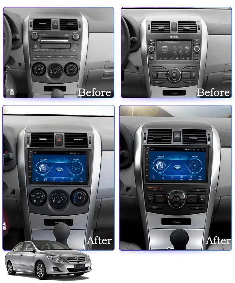 Car Dealz 9" Android 10.0 Toyota Corolla 2007-2013 In Dash Plus OEM Fascia
