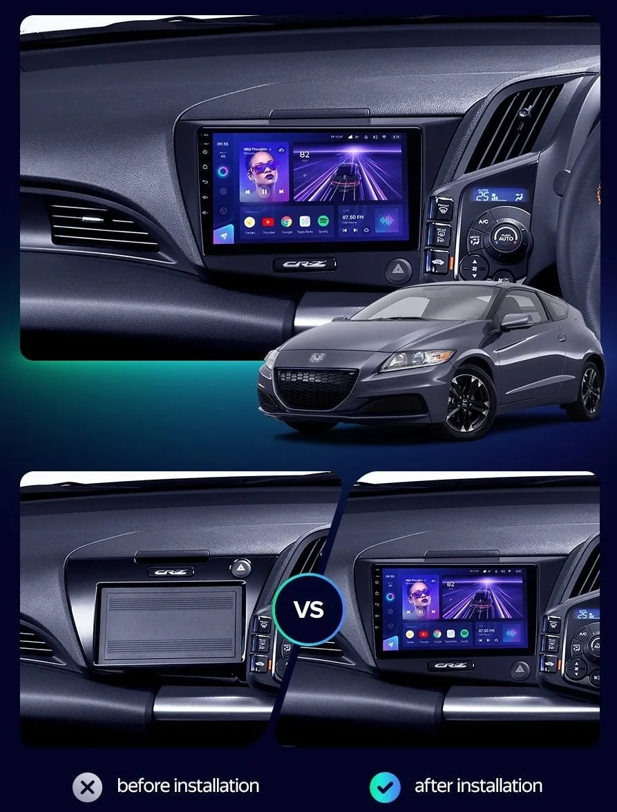 Car Dealz Elite 4G Data Model 10.2" Android 12.0 For Honda CR-Z 1 CRZ 2010 - 2016 In Dash Plus OEM Fascia