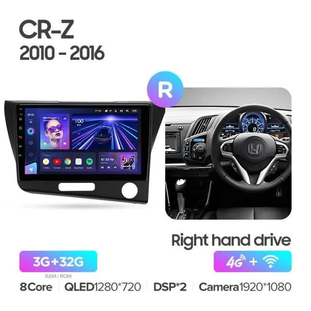 Car Dealz Elite 4G Data Model 10.2" Android 12.0 For Honda CR-Z 1 CRZ 2010 - 2016 In Dash Plus OEM Fascia