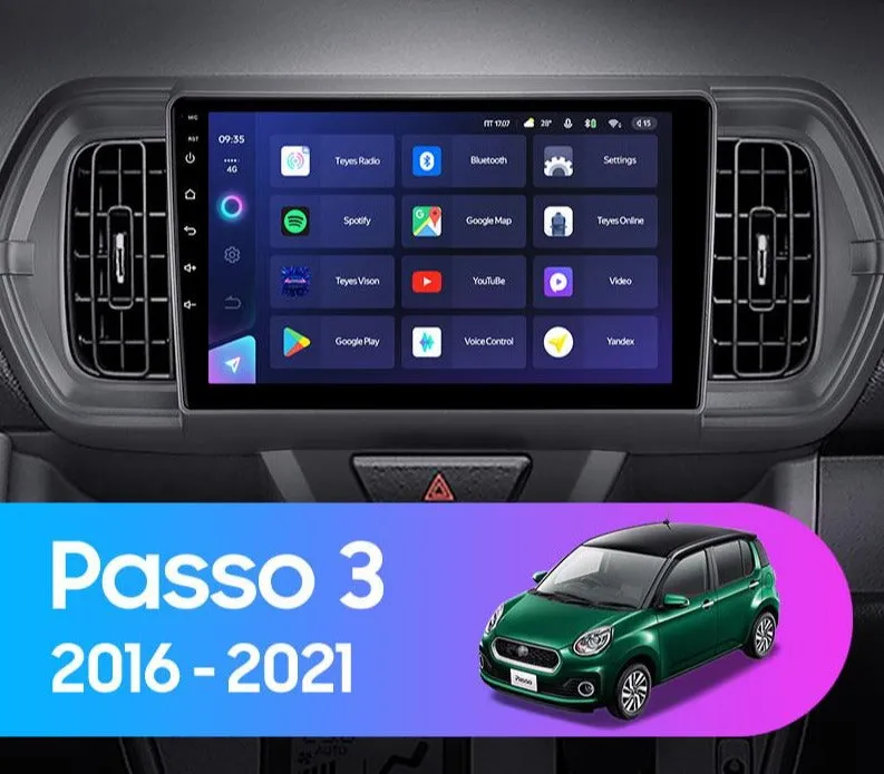 Car Dealz Elite 4G Data Model 10.2" Android 12.0 For Toyota Passo III 3 2016 - 2021 In Dash Plus OEM Fascia