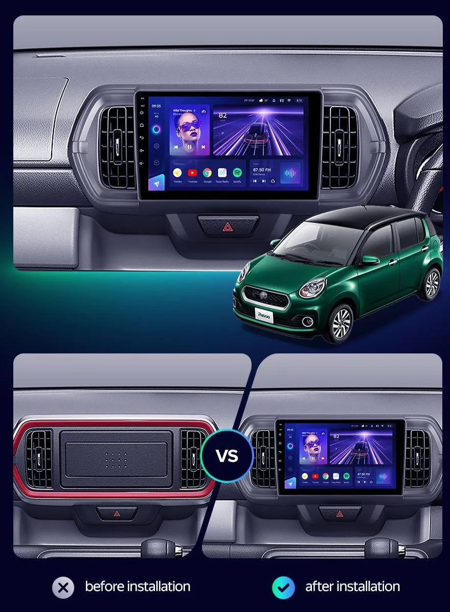 Car Dealz Elite 4G Data Model 10.2" Android 12.0 For Toyota Passo III 3 2016 - 2021 In Dash Plus OEM Fascia