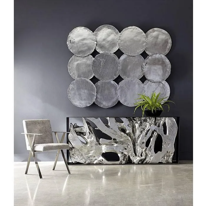 Cast Root Console Table, Iron Frame, Resin, Silver Leaf