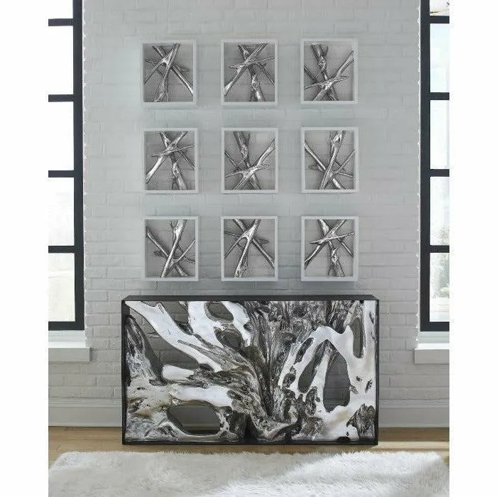 Cast Root Console Table, Iron Frame, Resin, Silver Leaf
