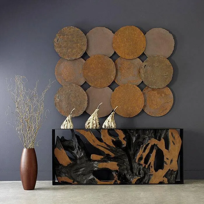 Cast Root Console Table, Iron Frame, Resin, Silver Leaf
