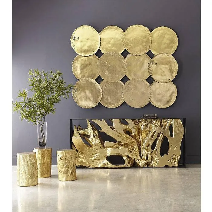 Cast Root Console Table, Iron Frame, Resin, Silver Leaf