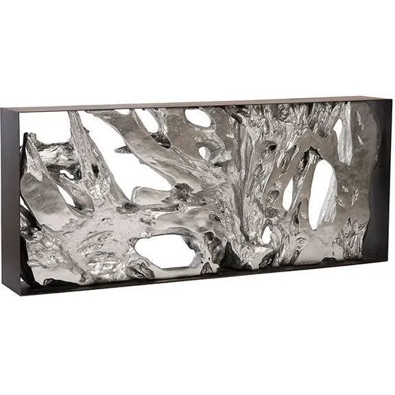 Cast Root Console Table, Iron Frame, Resin, Silver Leaf