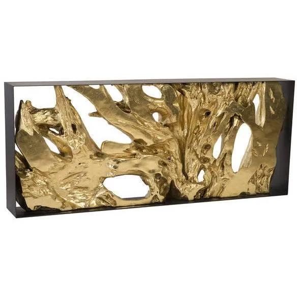 Cast Root Console Table, Iron Frame, Resin, Silver Leaf