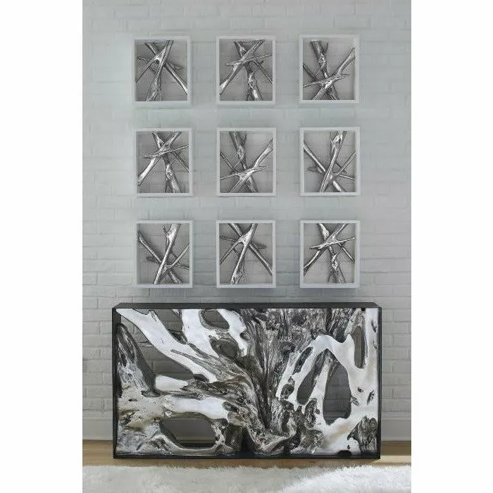 Cast Root Console Table, Iron Frame, Resin, Silver Leaf