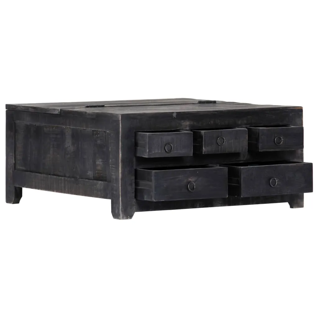 Coffee Table Black 25.6"x25.6"x11.8" Solid Mango Wood