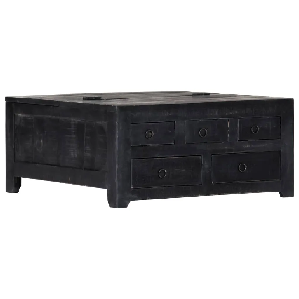Coffee Table Black 25.6"x25.6"x11.8" Solid Mango Wood