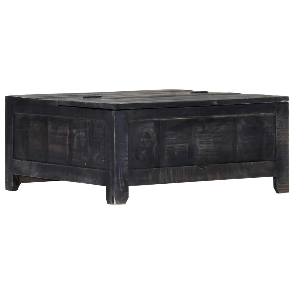 Coffee Table Black 25.6"x25.6"x11.8" Solid Mango Wood