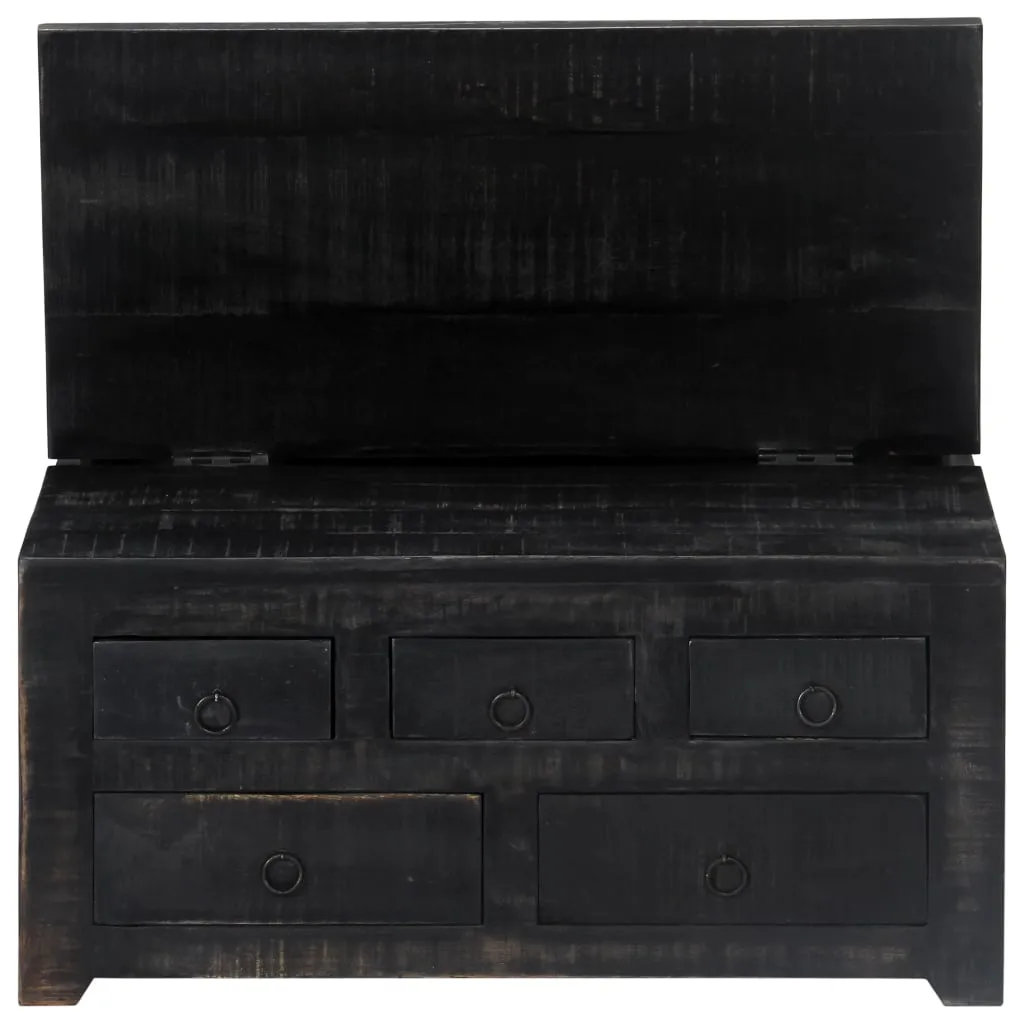 Coffee Table Black 25.6"x25.6"x11.8" Solid Mango Wood