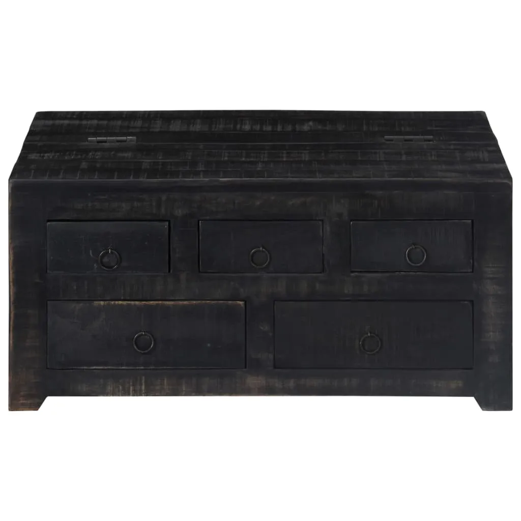 Coffee Table Black 25.6"x25.6"x11.8" Solid Mango Wood