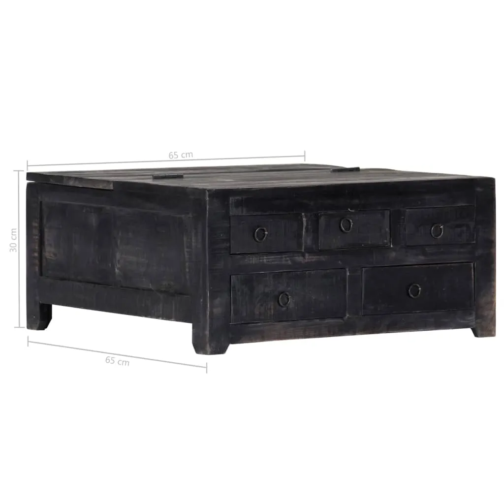 Coffee Table Black 25.6"x25.6"x11.8" Solid Mango Wood
