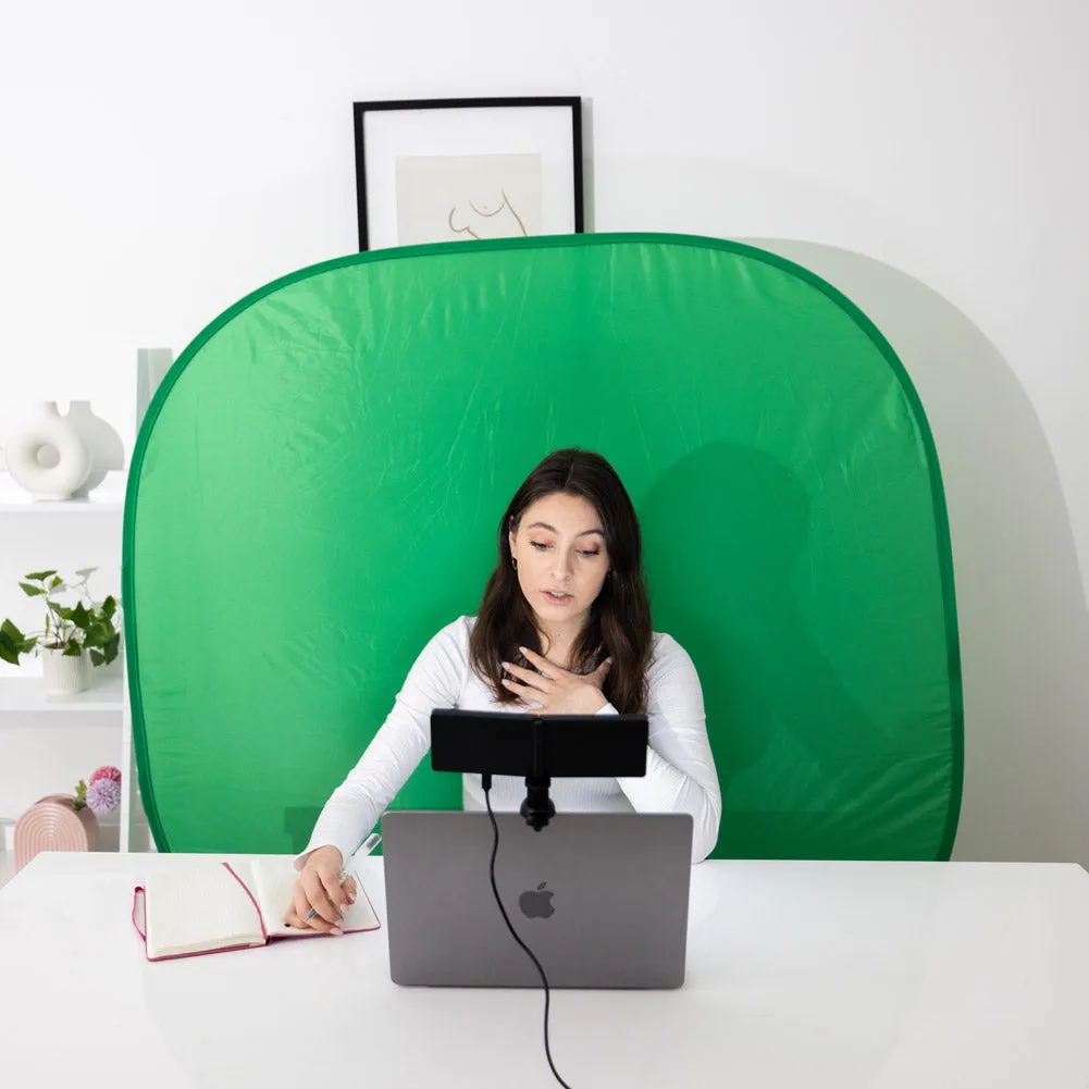 Collapsible 56"/142cm Portable Pop-up Green Screen Backdrop with Chair Attachment - Square