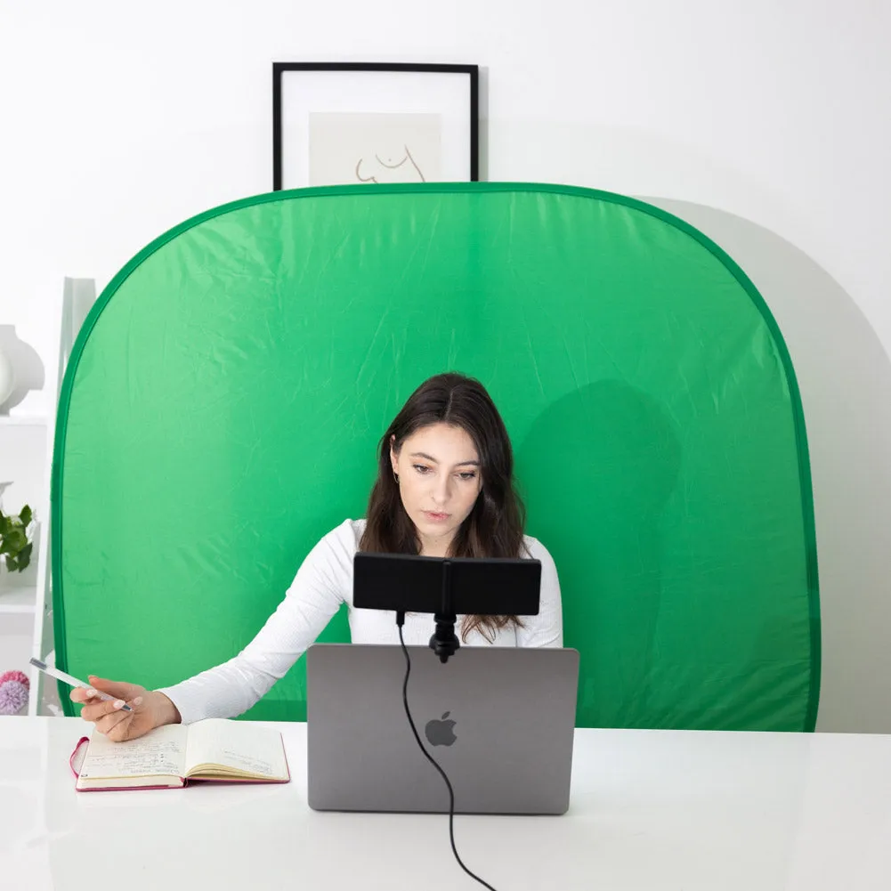 Collapsible 56"/142cm Portable Pop-up Green Screen Backdrop with Chair Attachment - Square