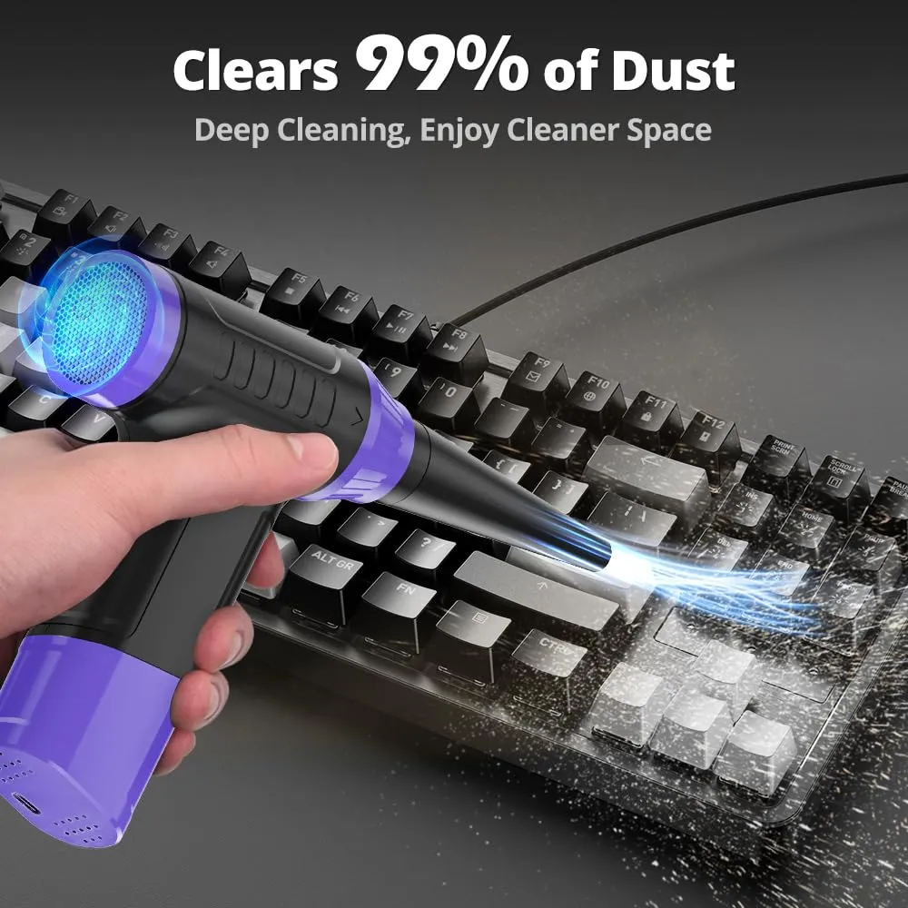 Compressed Air Duster Keyboard Cleaner - Electric Duster Canned Air Blower Keyboard Cleaning Kit Canned Air Duster 110000RPM Cleaner Mini Blower Spray Dust Off Car Vacuum Pc Cleaning kit