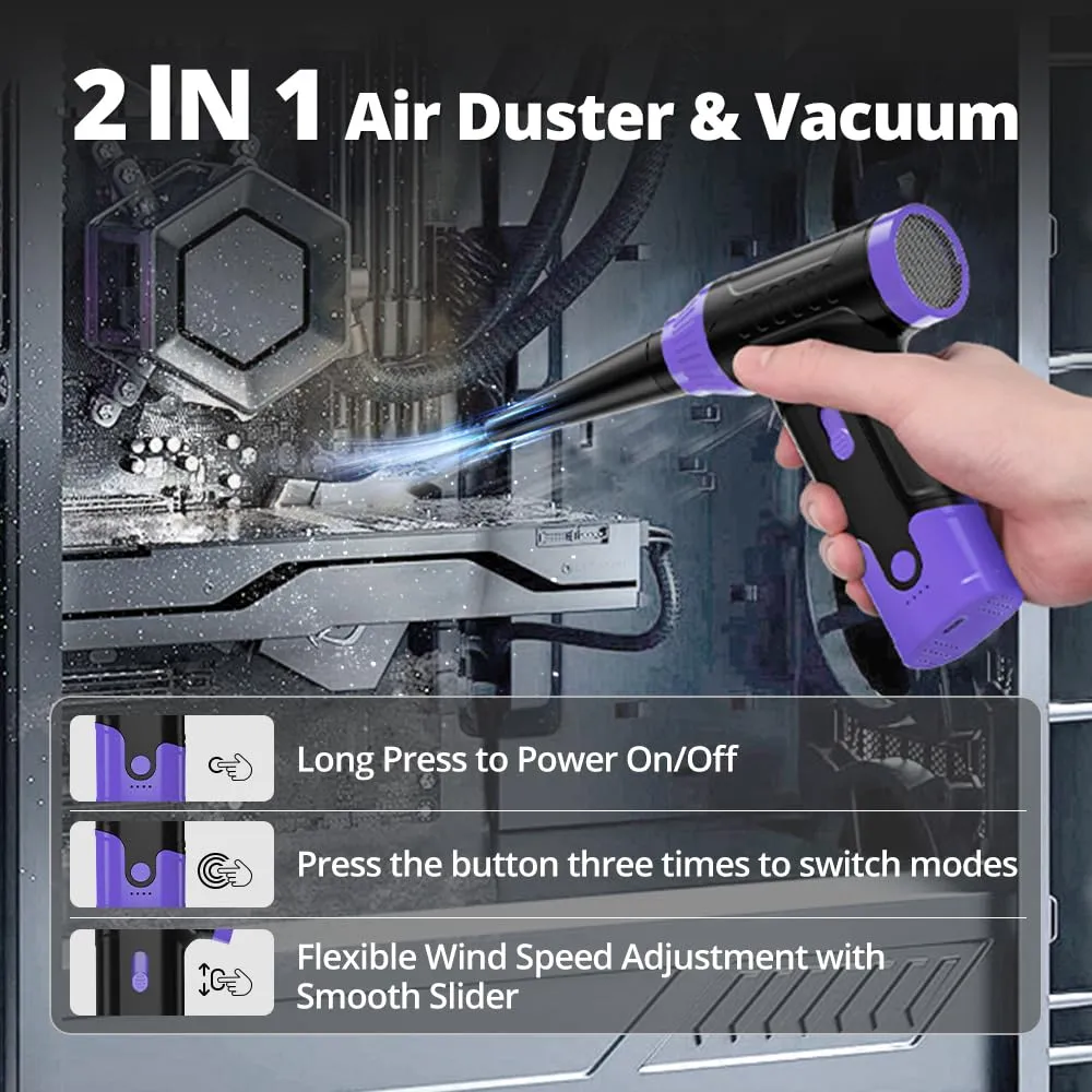 Compressed Air Duster Keyboard Cleaner - Electric Duster Canned Air Blower Keyboard Cleaning Kit Canned Air Duster 110000RPM Cleaner Mini Blower Spray Dust Off Car Vacuum Pc Cleaning kit