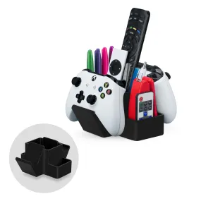 Dual Gamepad and TV Remote Organizer with Pen Holder - Ideal for Reducing Desk Clutter, Suitable for Various Game Controllers, Provides Ample Storage for Stationery and More - Ideal for Side Tables and Tea Tables (Model: D03)