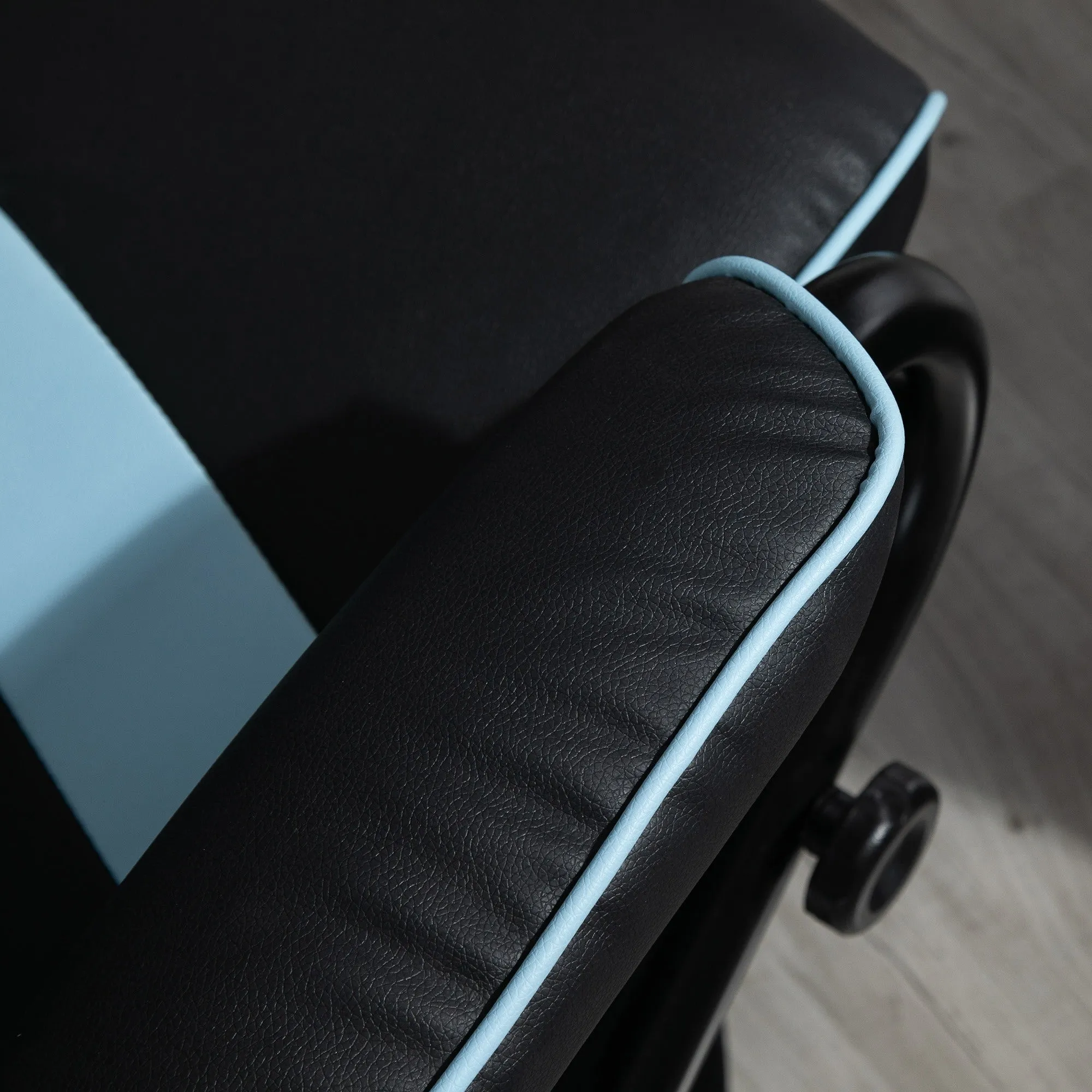 Easycomfort Set 2 Pezzi Poltrona Reclinabile con Poggiapiedi Stile Gaming, Inclinazione 130° e Supporto Lombare, Nero e Azzurro