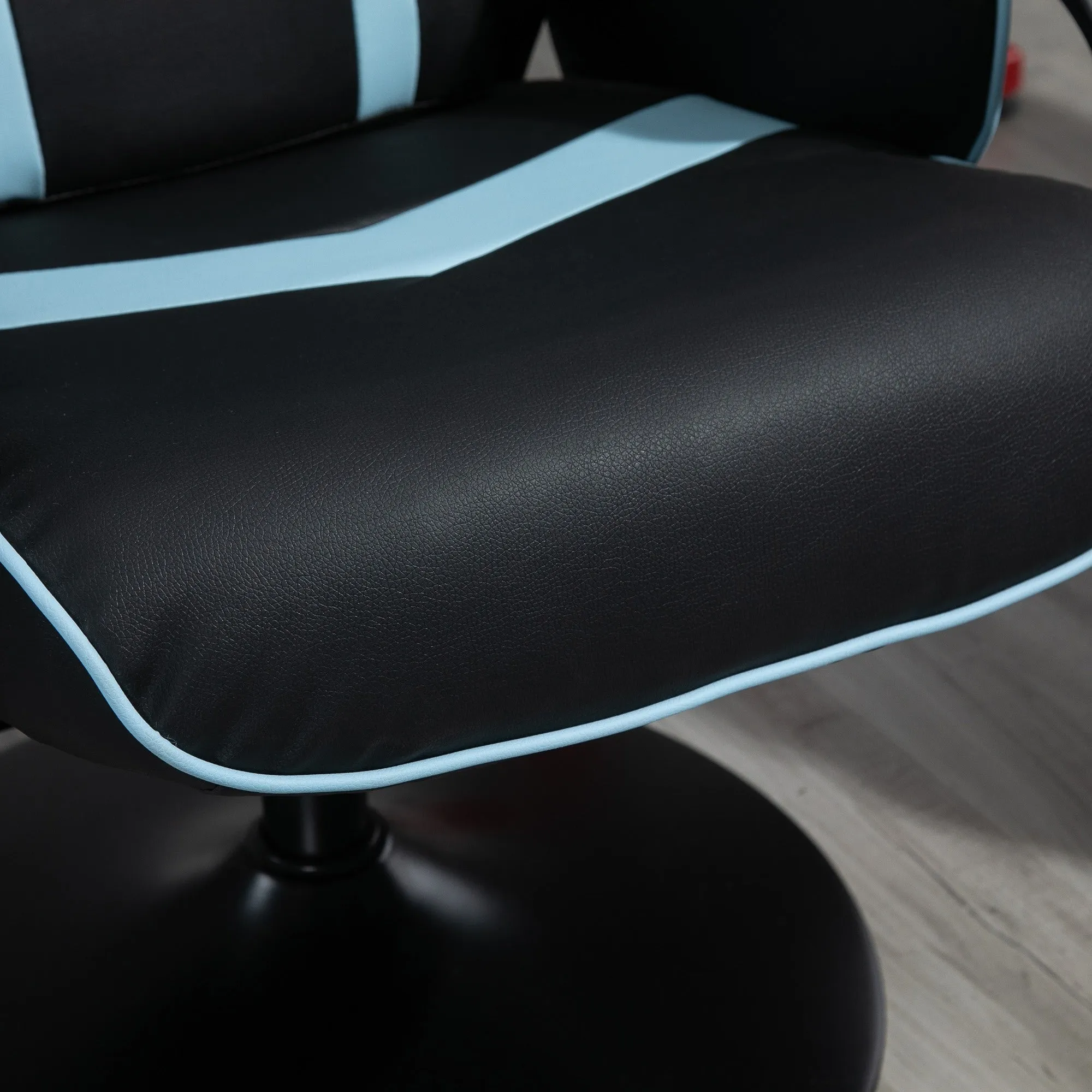 Easycomfort Set 2 Pezzi Poltrona Reclinabile con Poggiapiedi Stile Gaming, Inclinazione 130° e Supporto Lombare, Nero e Azzurro