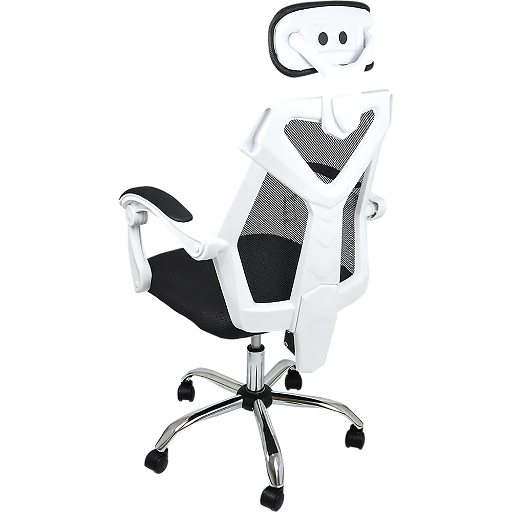 Ergonomic Mesh Back Office Chair with Lumbar Support, 360° Swivel - White
