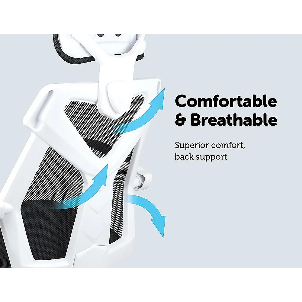 Ergonomic Mesh Back Office Chair with Lumbar Support, 360° Swivel - White