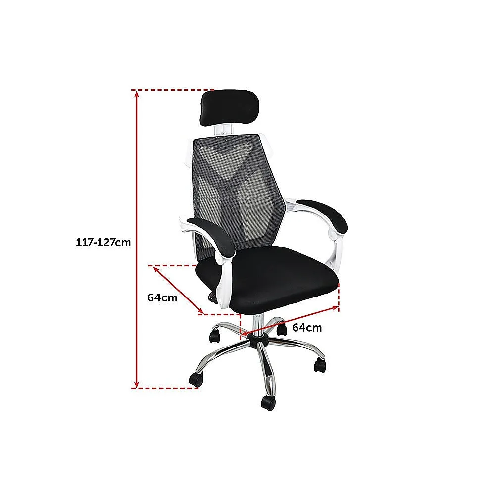 Ergonomic Mesh Back Office Chair with Lumbar Support, 360° Swivel - White