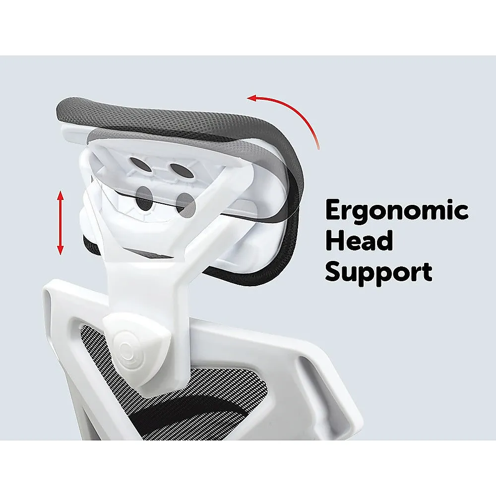 Ergonomic Mesh Back Office Chair with Lumbar Support, 360° Swivel - White