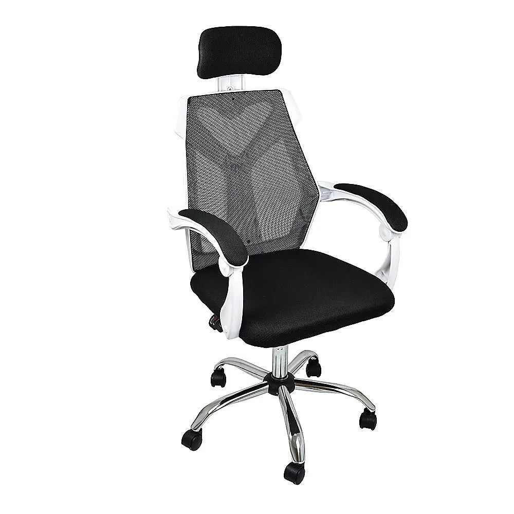 Ergonomic Mesh Back Office Chair with Lumbar Support, 360° Swivel - White