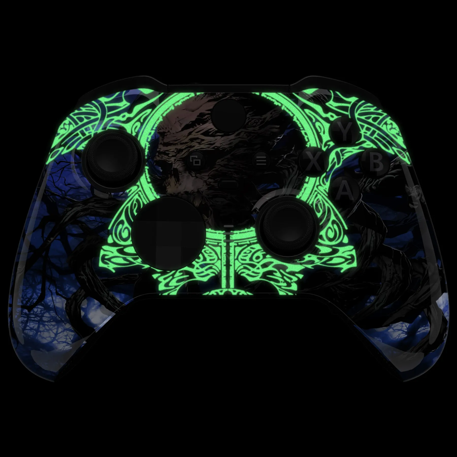 eXtremeRate Glow in Dark - The Awakening of the Earth Lord Faceplate Housing Shell Case for Xbox One Elite Series 2 Controller Model 1797 and Core Model 1797 and Core Model 1797 - Thumbstick Accent Rings Included - ELT149