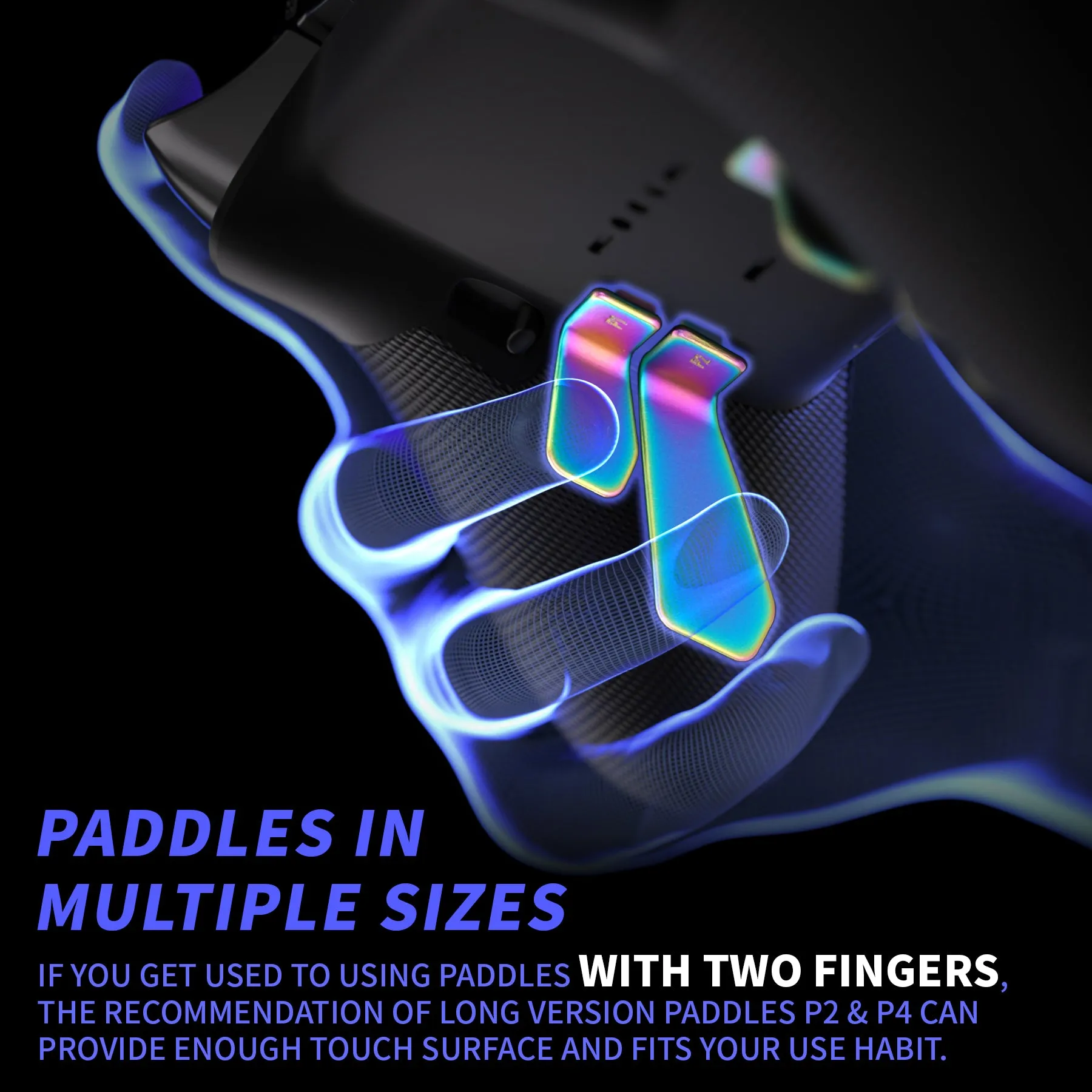 eXtremeRate Metalic Rainbow Aura Blue & Purple 6in1 Replacement Interchangeable Swift Back Paddles for Xbox One Elite & Elite Series 2 Controller - IL609