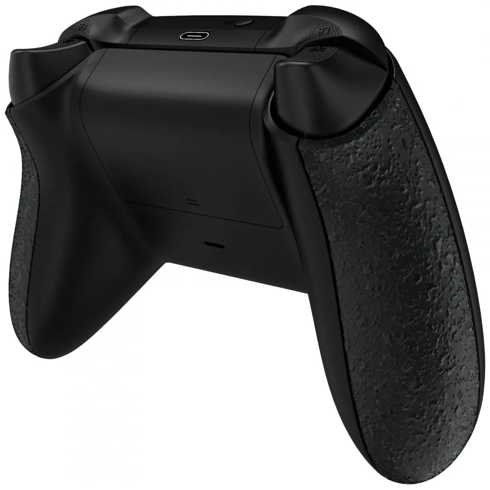 eXtremeRate Textured Black Back Panels, Comfortable Non-Slip Side Rails, 3D Splashing Handles, Game Improvement Replacement Parts for Xbox Series X/S Controller - Controller NOT Included - PX3P340