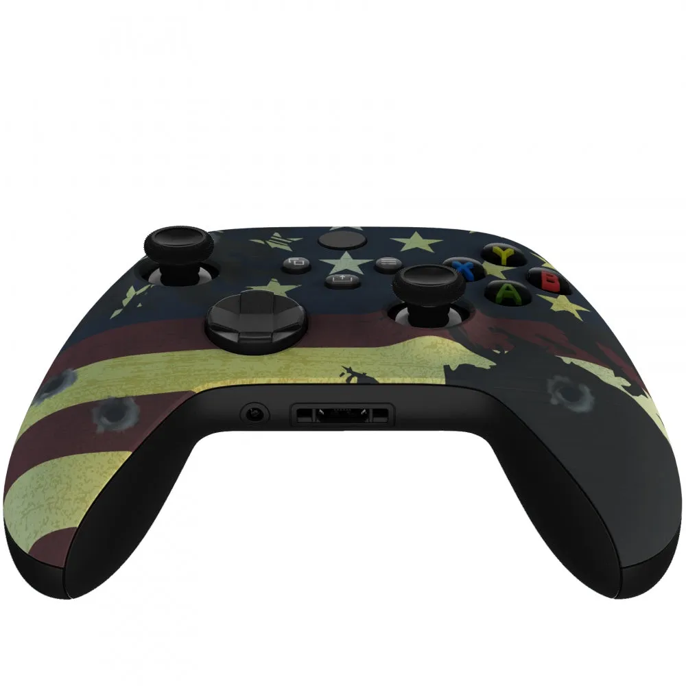 eXtremeRate US Flag The Stars & Stripes Replacement Part Faceplate, Soft Touch Grip Housing Shell Case for Xbox Series S & Xbox Series X Controller Accessories - Controller NOT Included - FX3T114